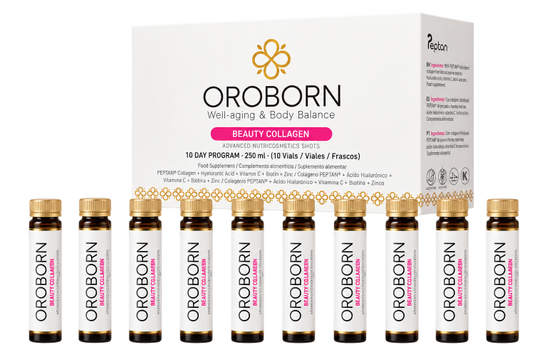 OROBORN Beauty Collagen, colágeno marino hidrolizado Peptan en viales bebibles