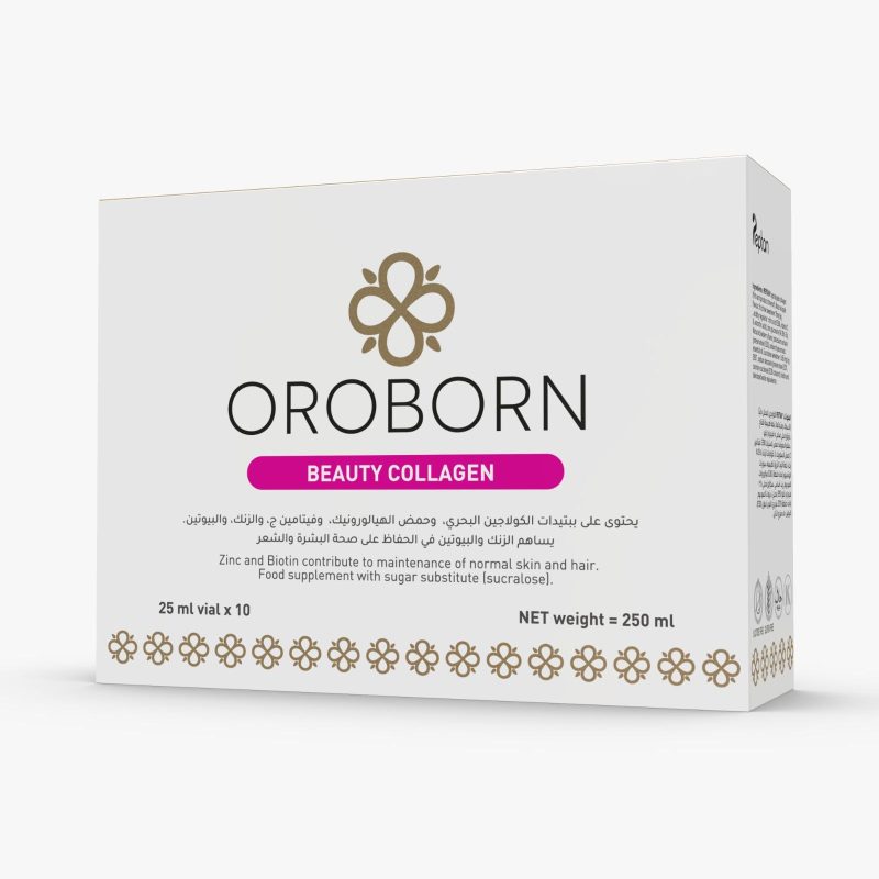 عبوة OROBORN Beauty Collagen باللغتين العربية والإنجليزية